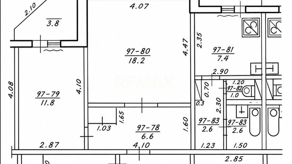 Apartament cu 2 dormitoare Seria 143 Etaj 7/9 – Centrul orașului Căinari - Schiță 1