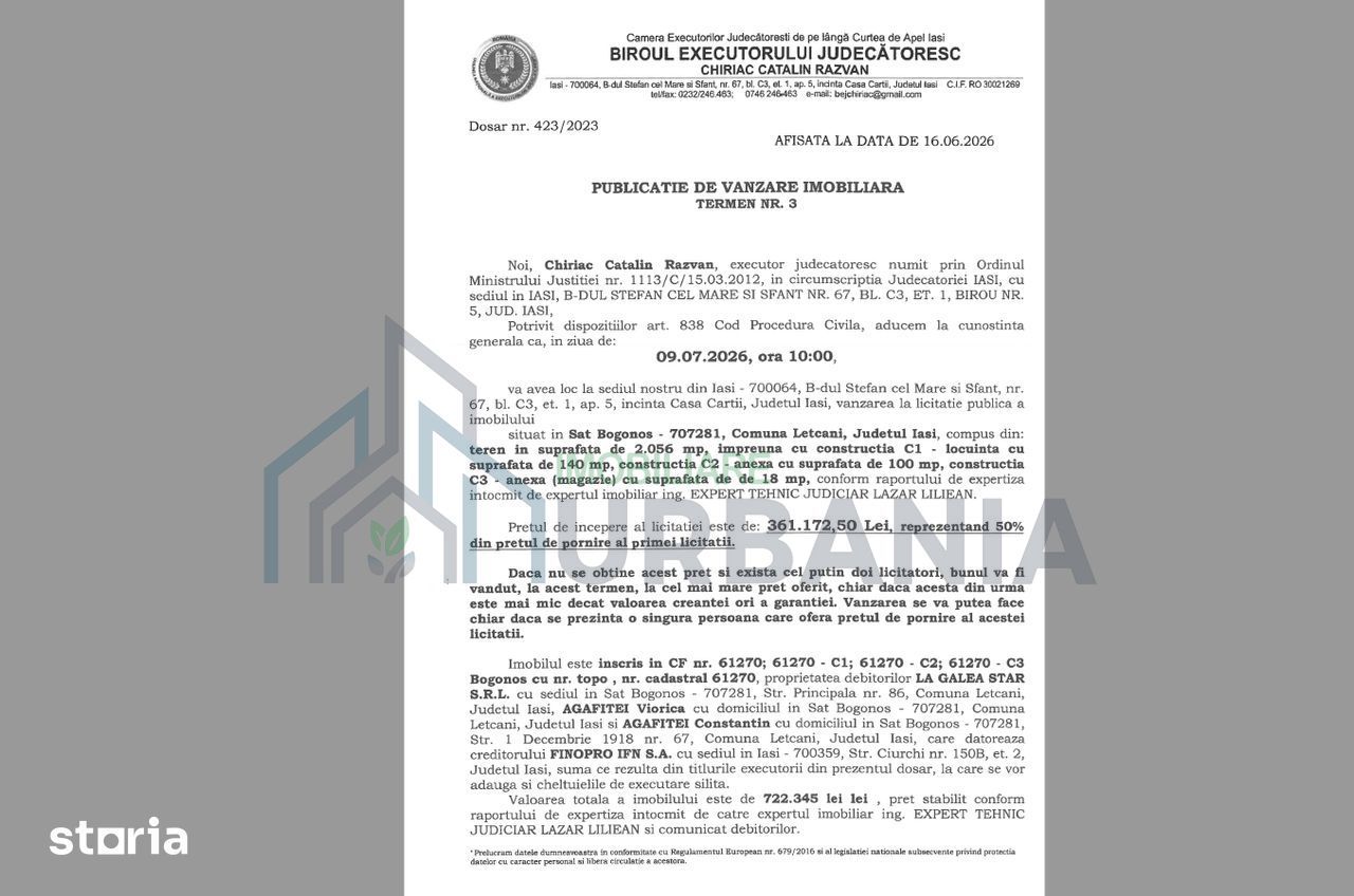 Teren intravilan 2056 mp cu casa 119 mp si anexe, Letcani, Sat Bogonos, 69.000 EUR - Poză 4