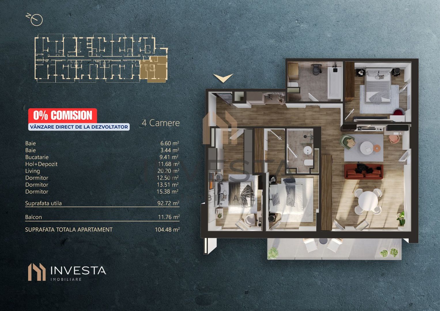 NOU pe Piata - 0% Comision -  Apartament 4 camere - cladire nZEB - Schiță 2