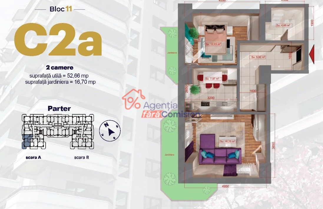 Apartament 1C, Copou, 43,4mp, 110000euro+TVA - Poză 6