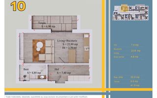 Garsonieră 42mp, Comision 0%, Pallady | 12 min metrou Teclu - Schiță 12