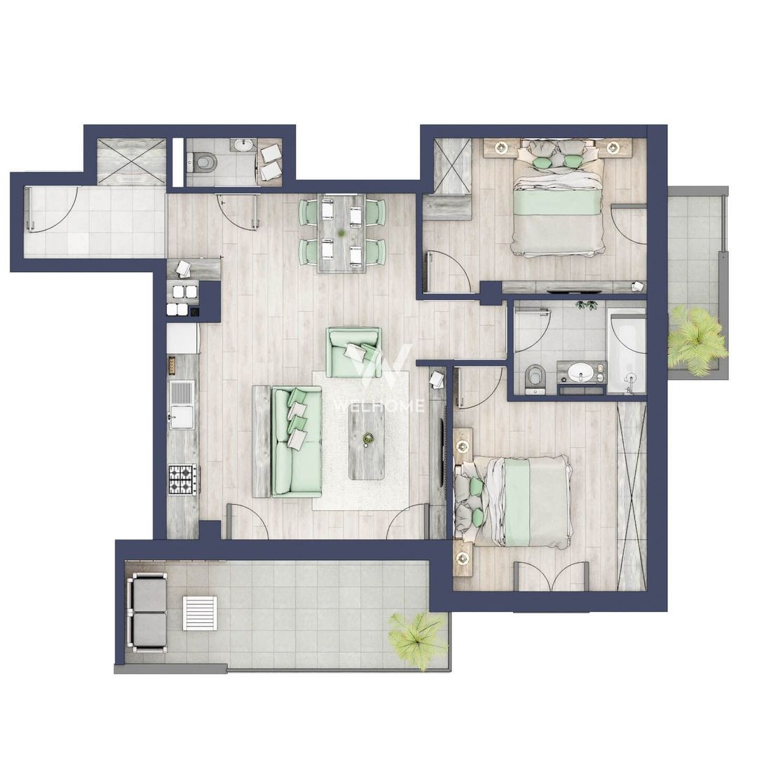 Apartament 3 camere, terasa si balcon - Sibiu - Schiță 15