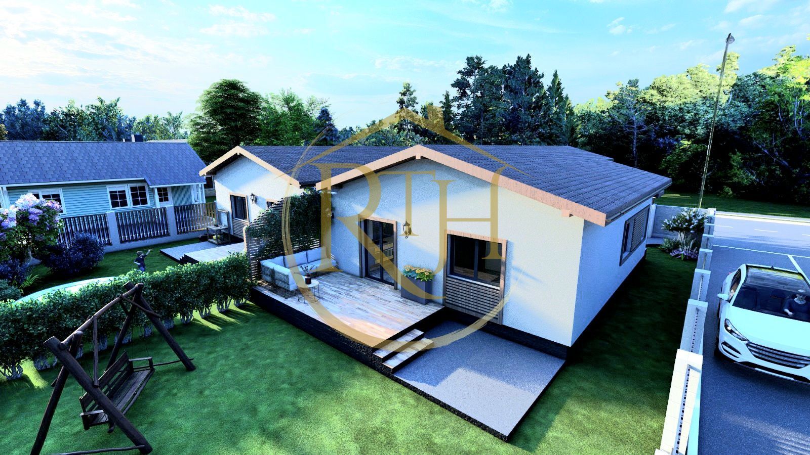 Oferim spre vanzare, Case tip duplex despartite prin spatiu verde, Giroc - Poză 1