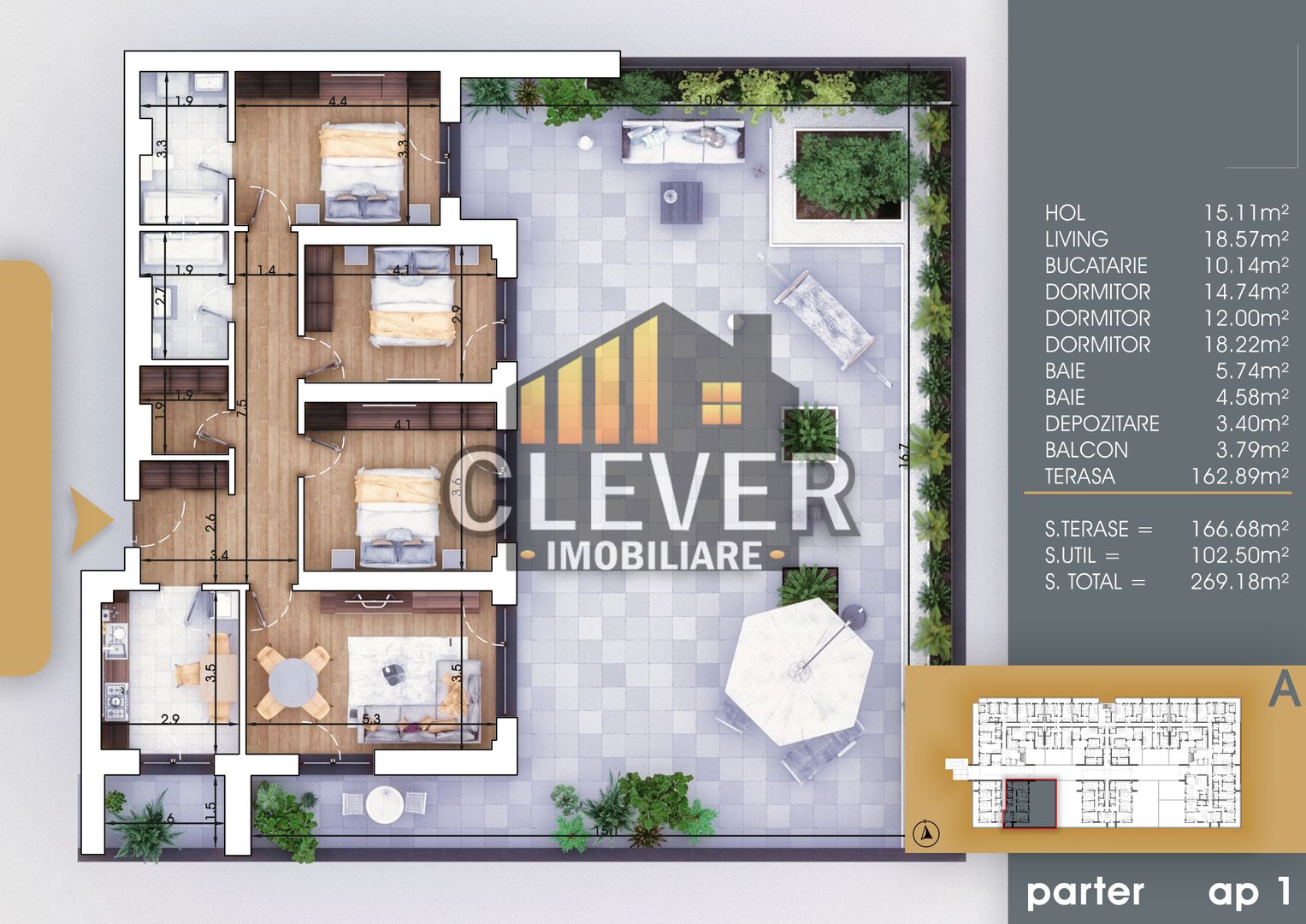 Apartament 4 camere Finalizat | Terasa 167 mp | Parcare | metrou Teclu - Poză 1