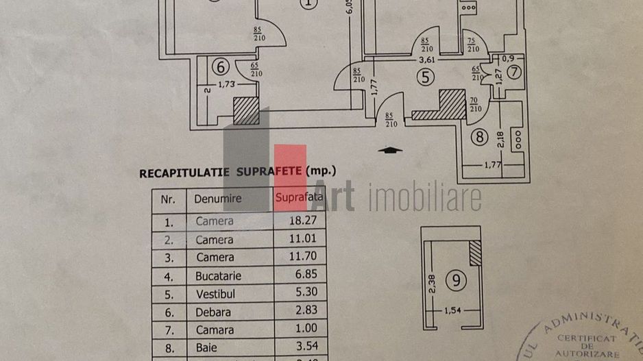 Apartament 3 camere metrou Romancierilor,centrala proprie - Poză 11