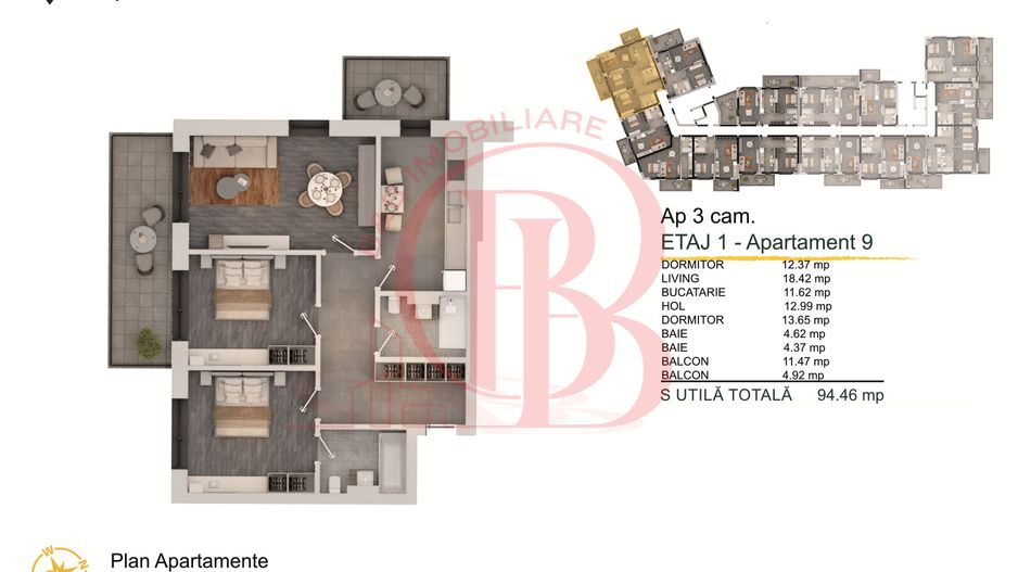 Theodor Pallady-Apartament 3 camere Loc de parcare Bonus - Schiță 1