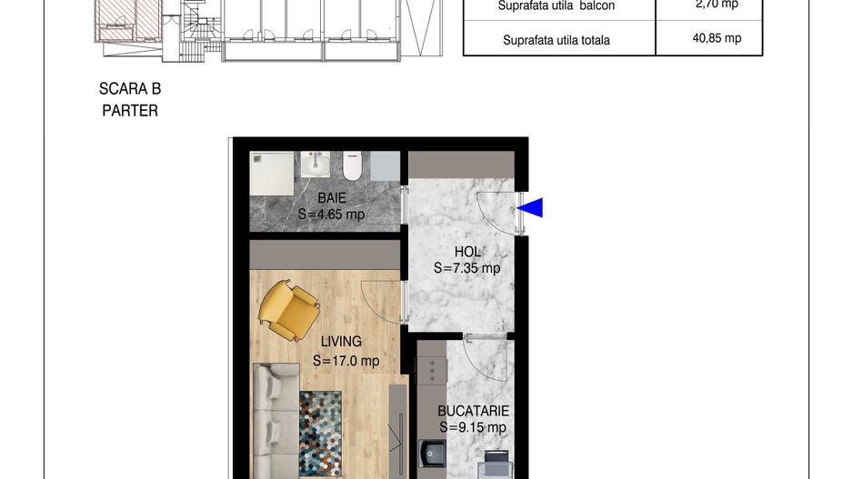 Garsoniera ideala pt  investitie Titan Pallady Metrou Nicolae Teclu - Schiță 10