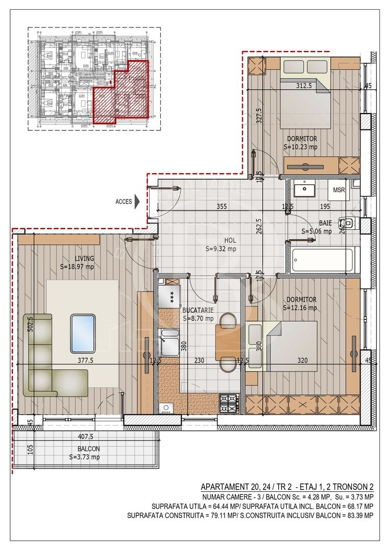 Apartament Pallady 3 camere Pret Credit Ipotecar avans 15% - Schiță 17