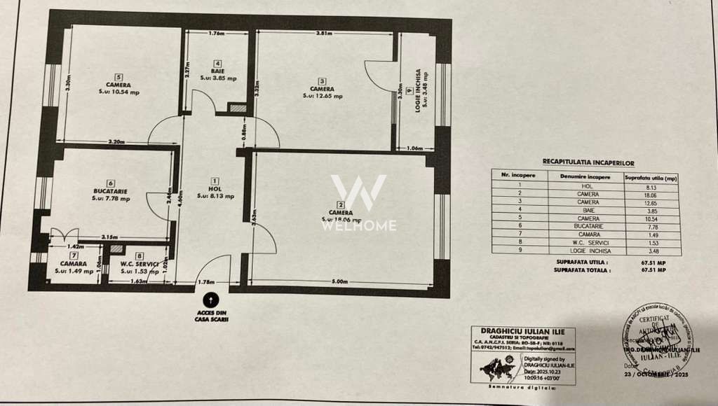 Apartament 3 camere. Pret direct de la proprietar.  Sibiu - Schiță 17