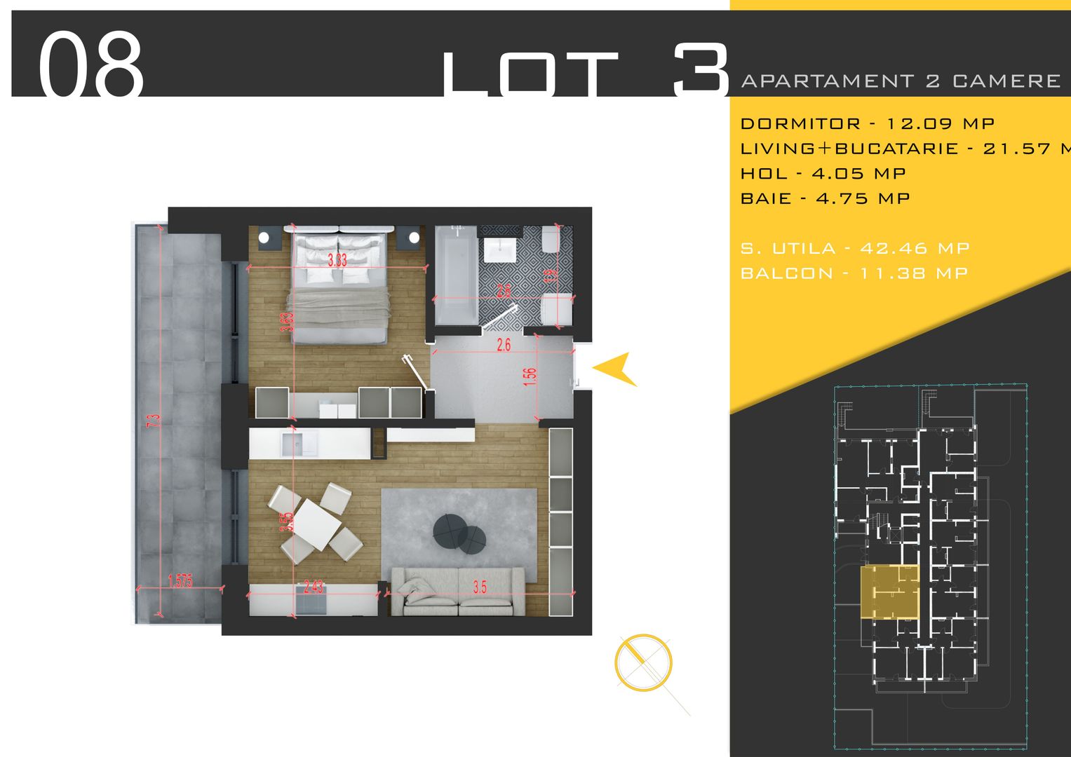 2 camere  Titan Pallady  Metrou Nicolae Teclu - Schiță 10