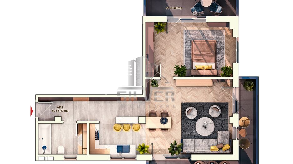 Apartament cu 2 camere+terasa de 12mp, zona Piata Marasti! - Poză 5