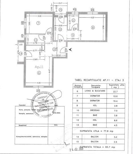 Apartament Spatios 84 mp + parcare 39 mp, gata de mutare - Schiță 4