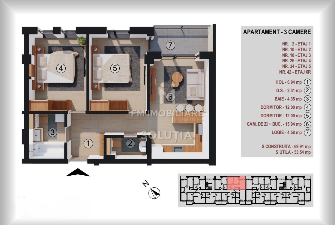 Apartament 3 camere | Bloc Nou| Etaj 1 | 2 băi | C. Brâncoveanu - Poză 1