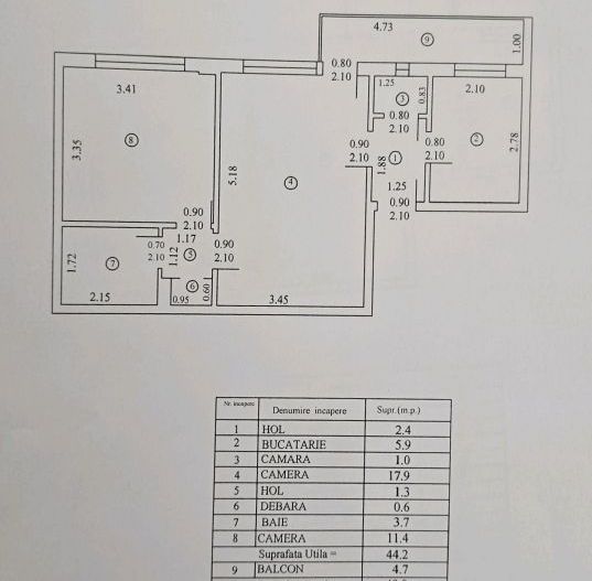 2 camere | centrala proprie | langa metrou | vedere spate  | Bd Ion Mihalache - Schiță 13