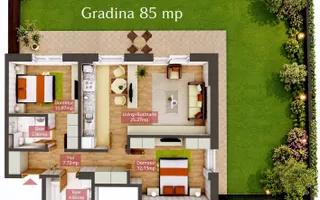 Apartament 3 camere | Curte | Mobilat Utilat LUX | Parcare - Schiță 26