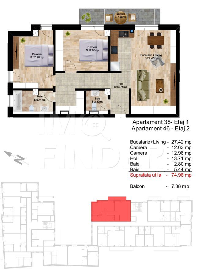 Vanzare  3 camere  imobil nou, zona Piata Cipariu - Poză 3