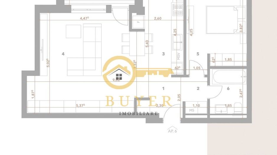 Apartament cu 2 cam si balcon- Finisat la ALB- Bloc premium - Poză 3