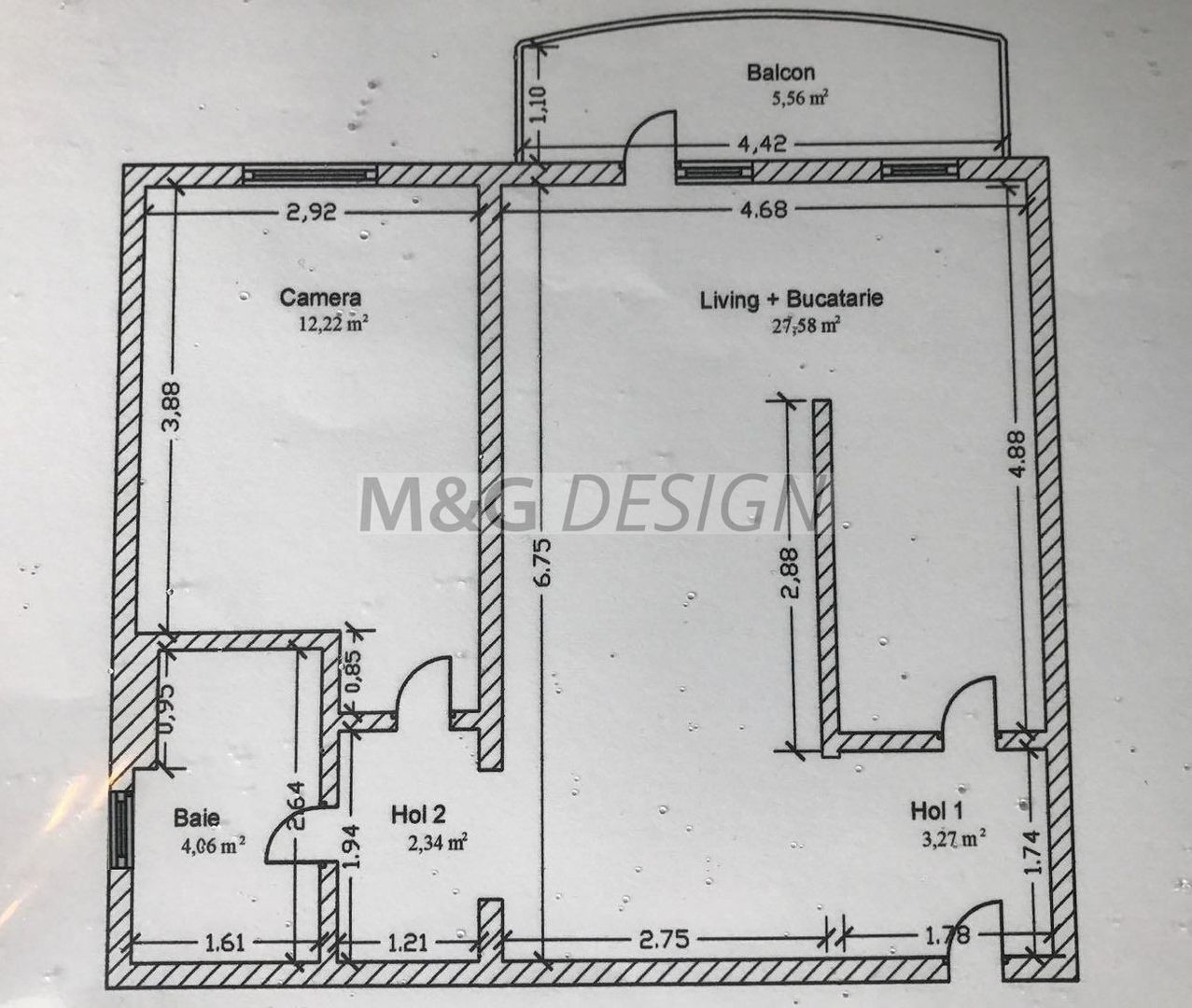 Apartament 2 camere Aradului etaj 1 bloc nou - Schiță 13