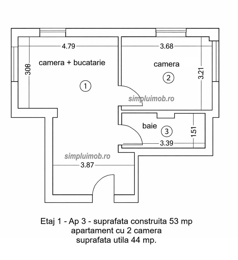 Ultracentral Mantuleasa Universiate 2 Camere - Schiță 4