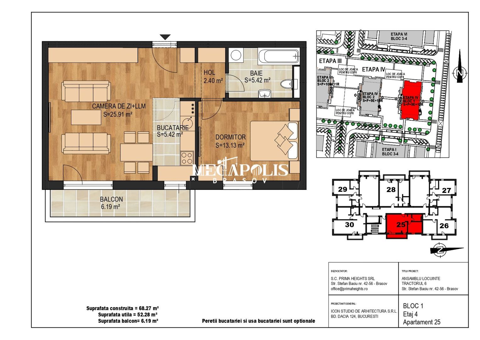 Apartamente 2 camere  Cartierul Tractorul  /  Mall Coresi - Poză 2