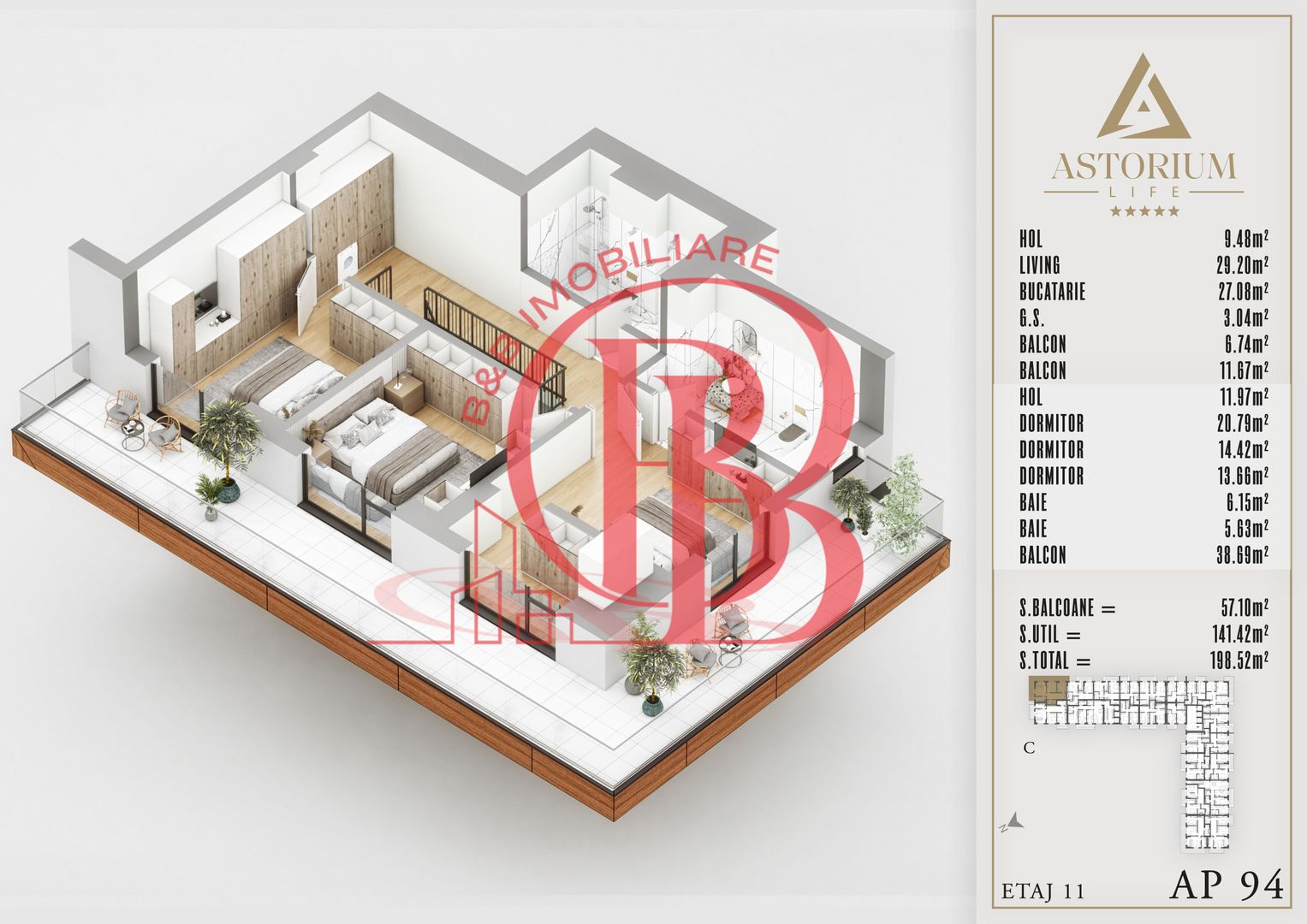 4 camere Duplex  Proiect Premium Titan Pallady - Schiță 8