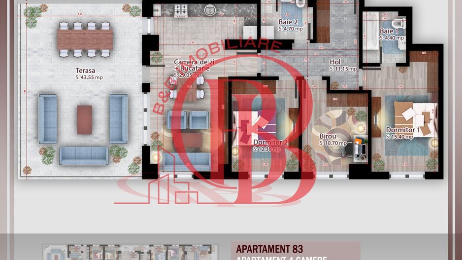 Apartament 4 camere cu terasa  Titan Pallady Metrou Nicolae Teclu - Schiță 2