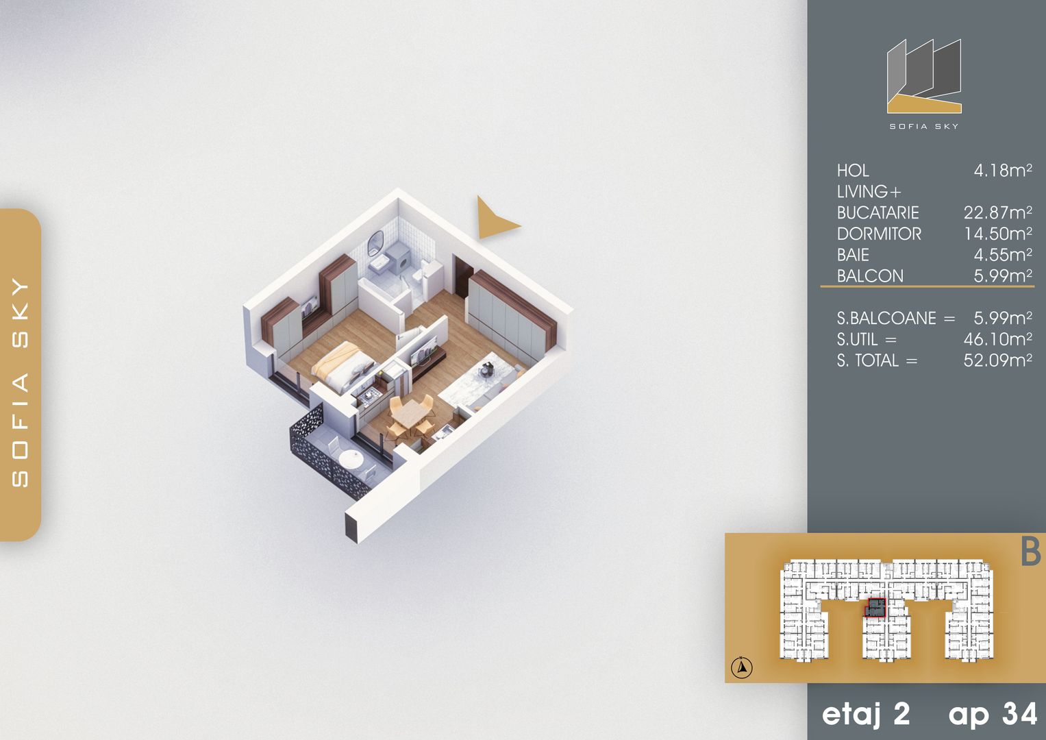 Apartament 2 camere spatios Titan Pallady  7 min Metrou Nicolae Teclu - Schiță 2