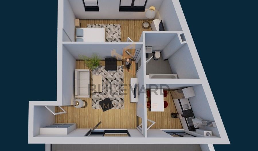 Apartament 2 camere, terasa de 15 mp, garaj subteran, boxa, Centru! - Schiță 18