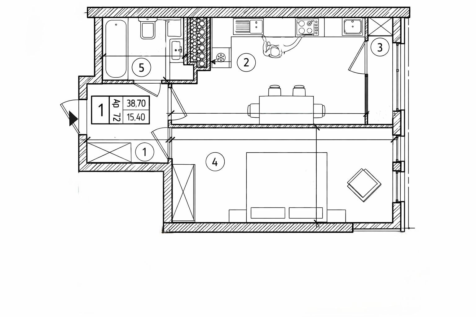 Apartament cu o cameră de vânzare în Botanica, Chișinău - Poză 3