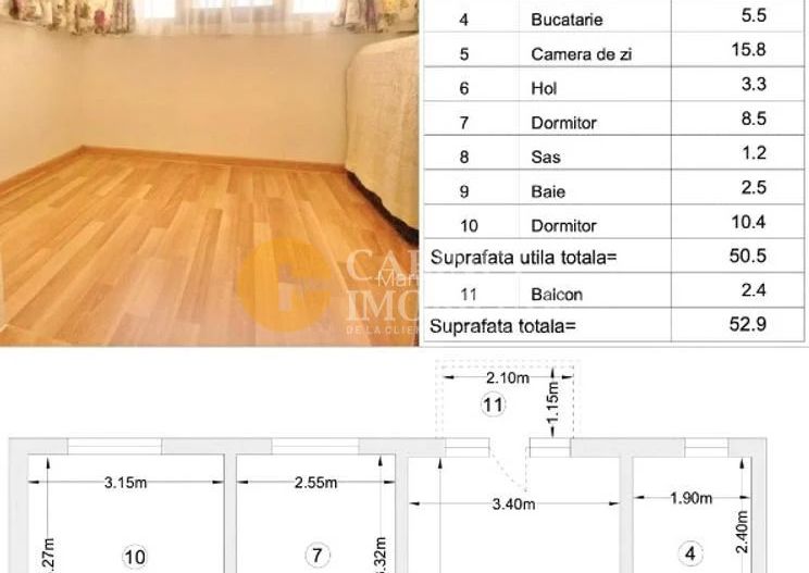 3 Camere Semidecomandat- Etaj intermediar-Zona Alexandru cel Bun - Poză 13