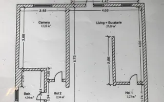 Apartament 2 camere Aradului etaj 1 bloc nou - Schiță 13