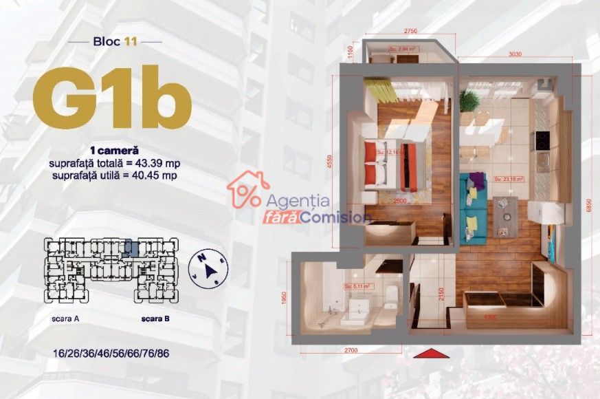 Apartament 1C, Copou, 43,4mp, 110000euro+TVA - Poză 5