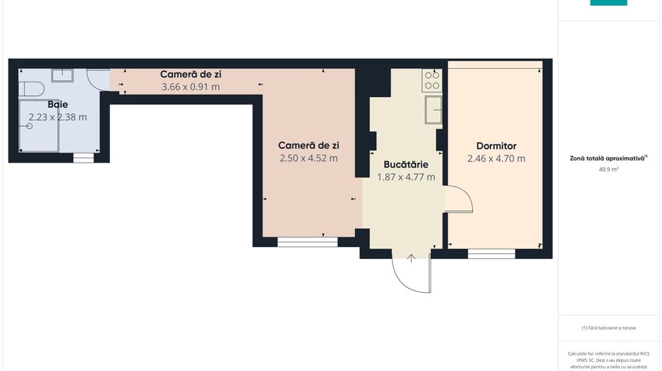 Apartament 2 camere utilat modern,  Zona Centrala - Poză 10
