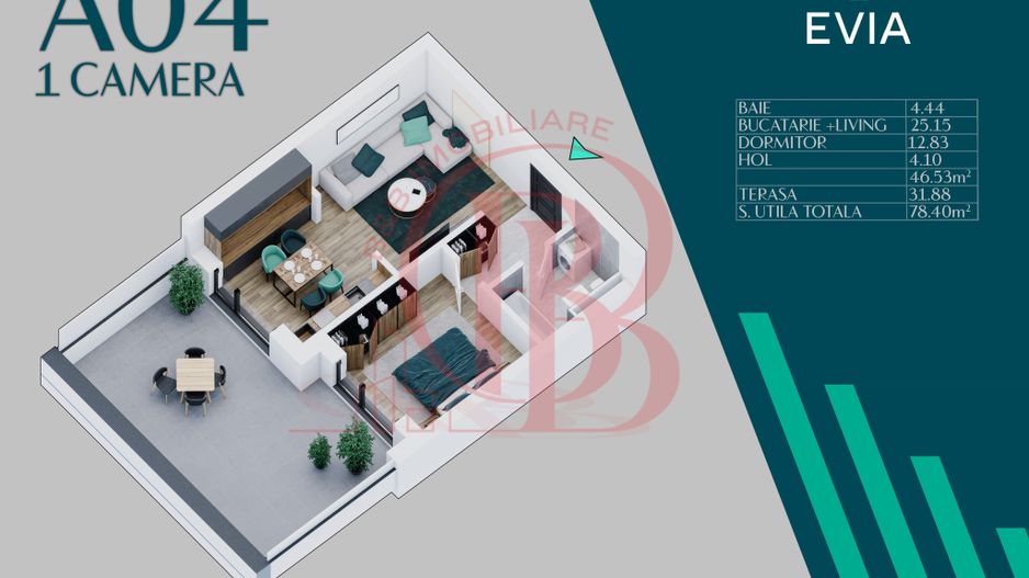 2 camere cu Terasa Ansamblu Premium Th. Pallady Metrou Teclu - Schiță 3