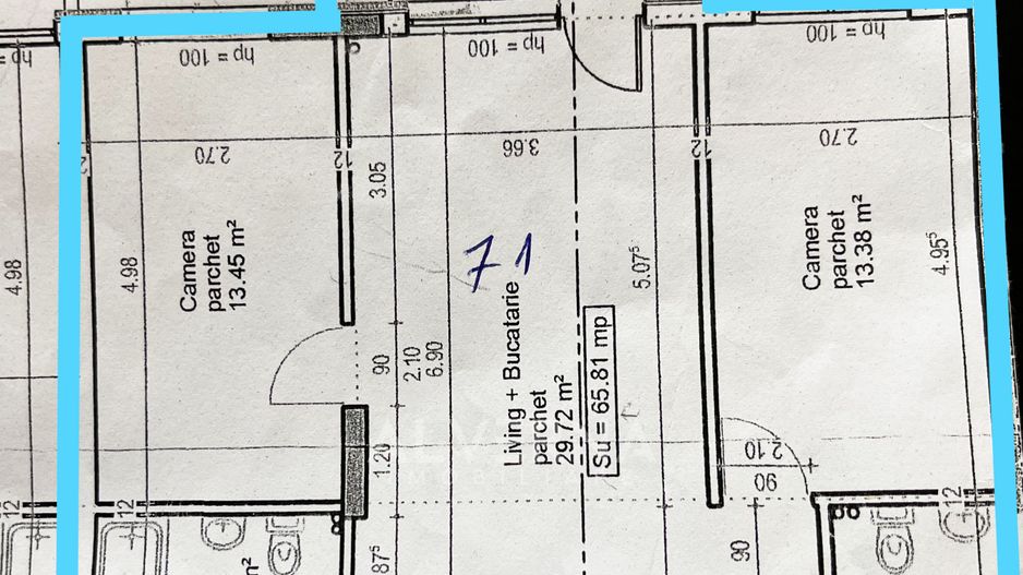 Apartament 3 camere,2 bai, intermediar, semifinisat,parcare, zona VIVO - Poză 1