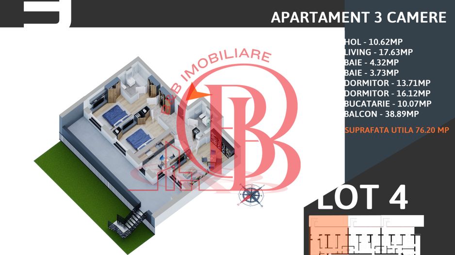 Oferta Lansare 3 camere cu Gradina parcare inclusa Titan Pallady Metrou Teclu - Schiță 1