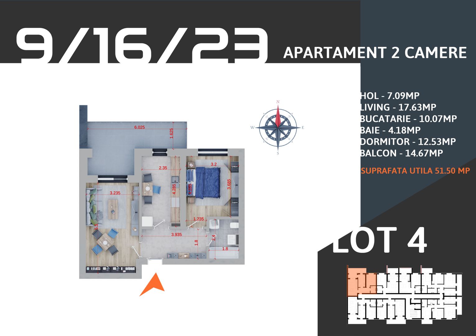 Oferta Lansare 2 camere parcare bonus centrala apartament - Schiță 7