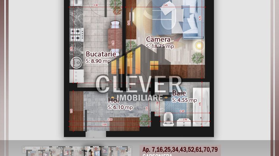 Garsoniera spatioasa Pallady, Metrou Teclu 12 min | Comision 0% - Schiță 15