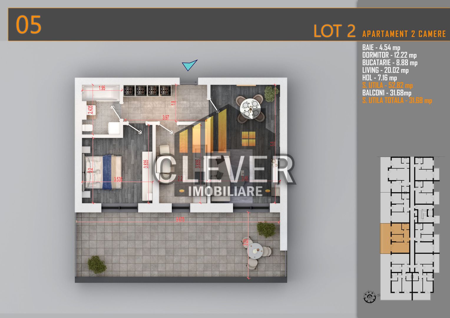 Apartament 2 Camere cu terasa de 33 mp și Comision 0%, Pallady - Schiță 7