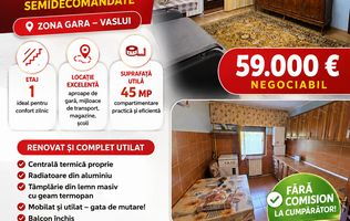 Apartament cu 2 camere, etaj 1, mobilat și utilat, VASLUI - zona GARĂ;