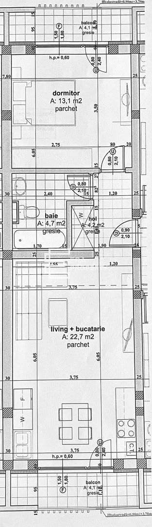 Apartament 2 camere 45 mp mobilat utilat , zona Cartierul Arhitectilor - Schiță 10