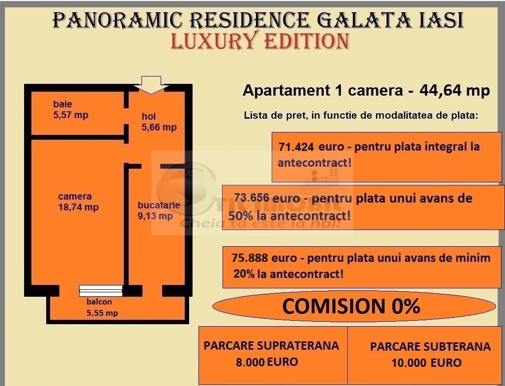 Apartament decomandat de vanzare in Iasi, Galata, 44,64 mp, bloc nou - Poză 2