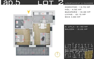 Apartament 2 camere decomandat Th. Pallady Promotie Parcare - Schiță 12