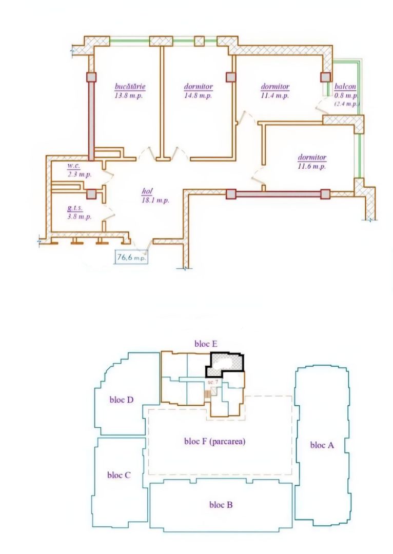 Vânzare, apartament, 3 camere, str. Cartușa, Durlești - Poză 2