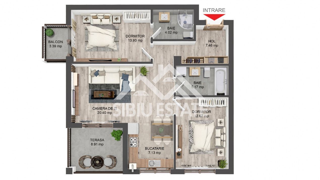 Apartament cu 3 camere cu gradina,intabulat Selimbar - Poză 8