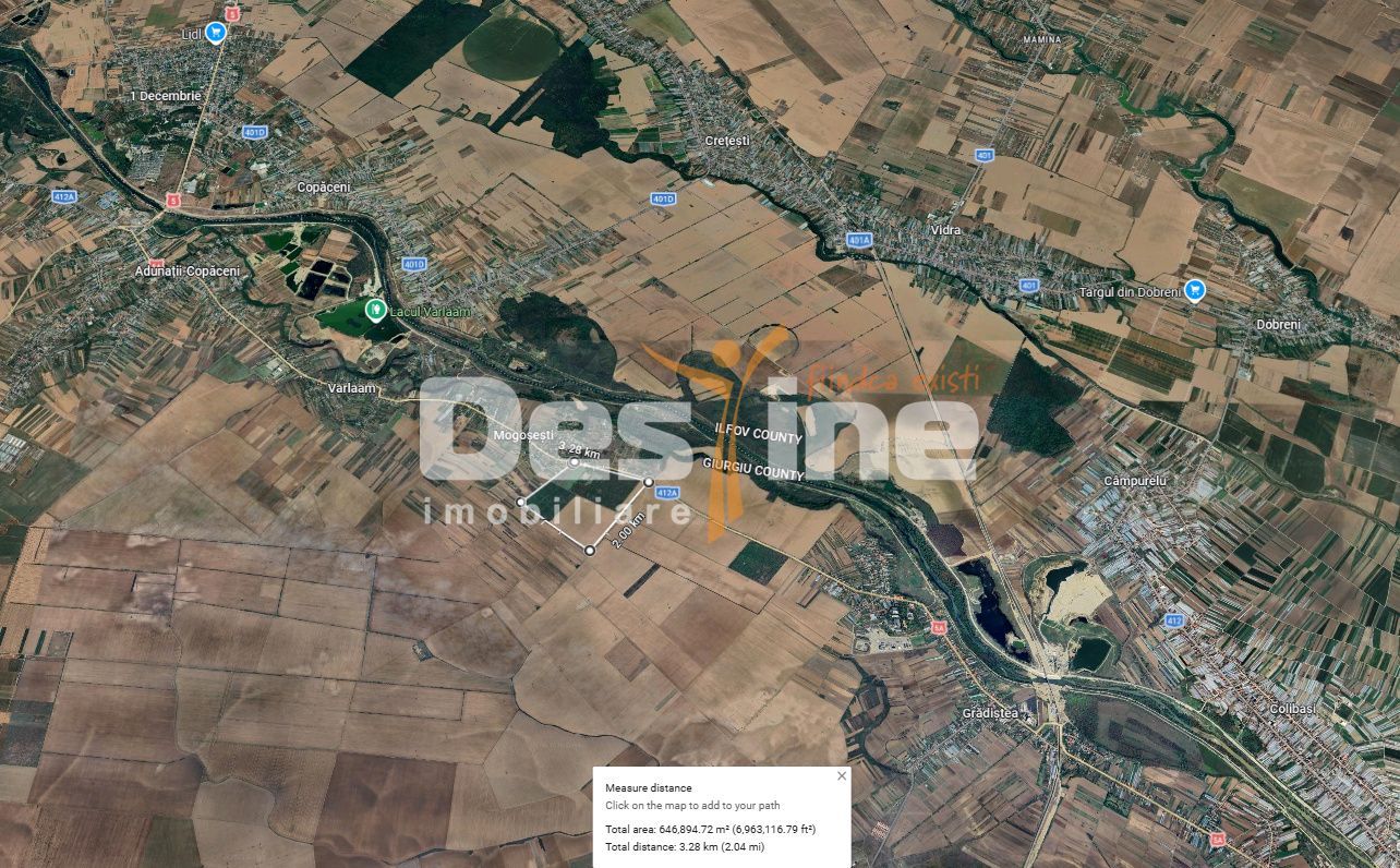Teren intravilan 67 ha (670.000 mp) Adunatii-Copaceni - Poză 2