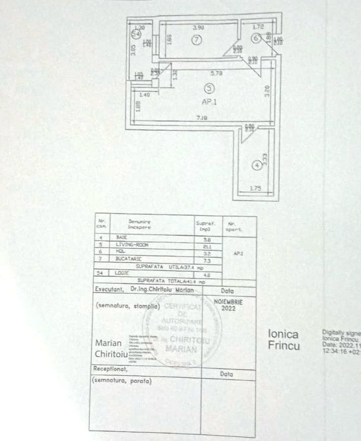 Fundeni-Dobroesti | Garsoniera 38 mp cu loc de parcare - Schiță 7