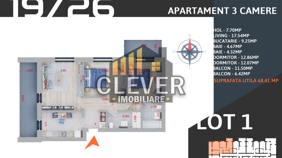 PROMO 3 camere Parcare BONUS Incalzire in Pardoseala - Poză 2