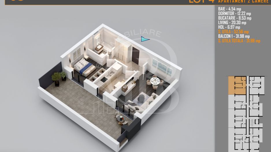 Apartament 2 camere cu Terasa Titan-Pallady-Metrou Teclu - Schiță 2