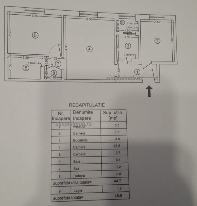 Parcare 3 Camere Drumul Gazarului Resita Mobilat - Schiță 8